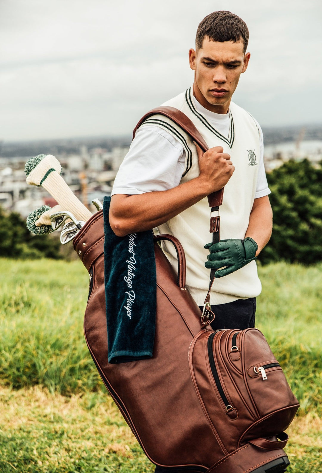 MVP Golf HERITAGE BROWN LEATHER GOLF BAG - CART - MODEST VINTAGE PLAYER LTD