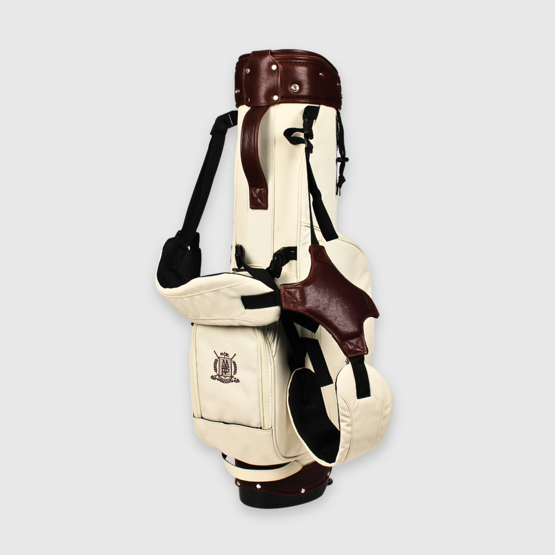 Cream Canvas / Leather Golf Bag - Stand - MODEST VINTAGE PLAYER LTD