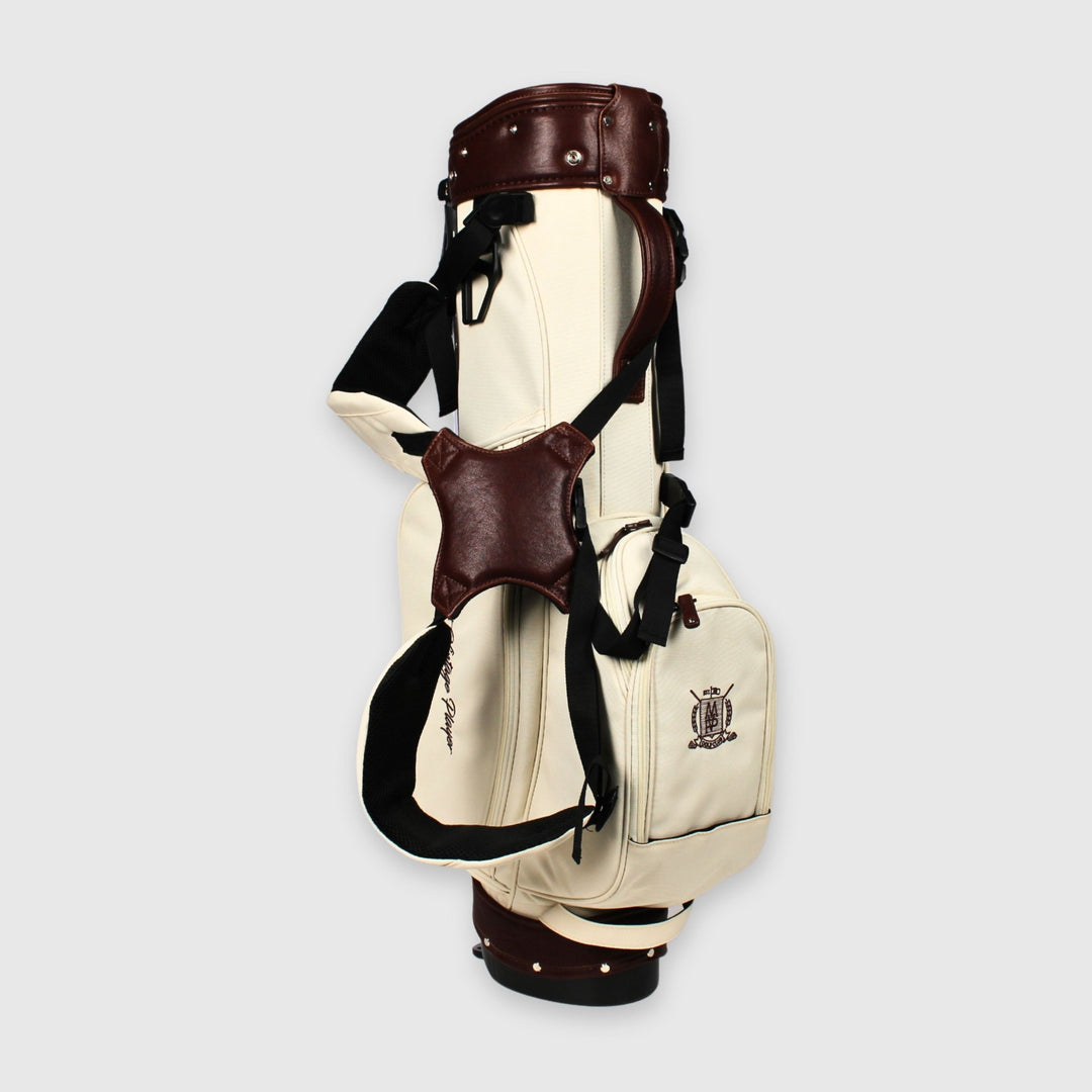 Cream Canvas / Leather Golf Bag - Stand - MODEST VINTAGE PLAYER LTD