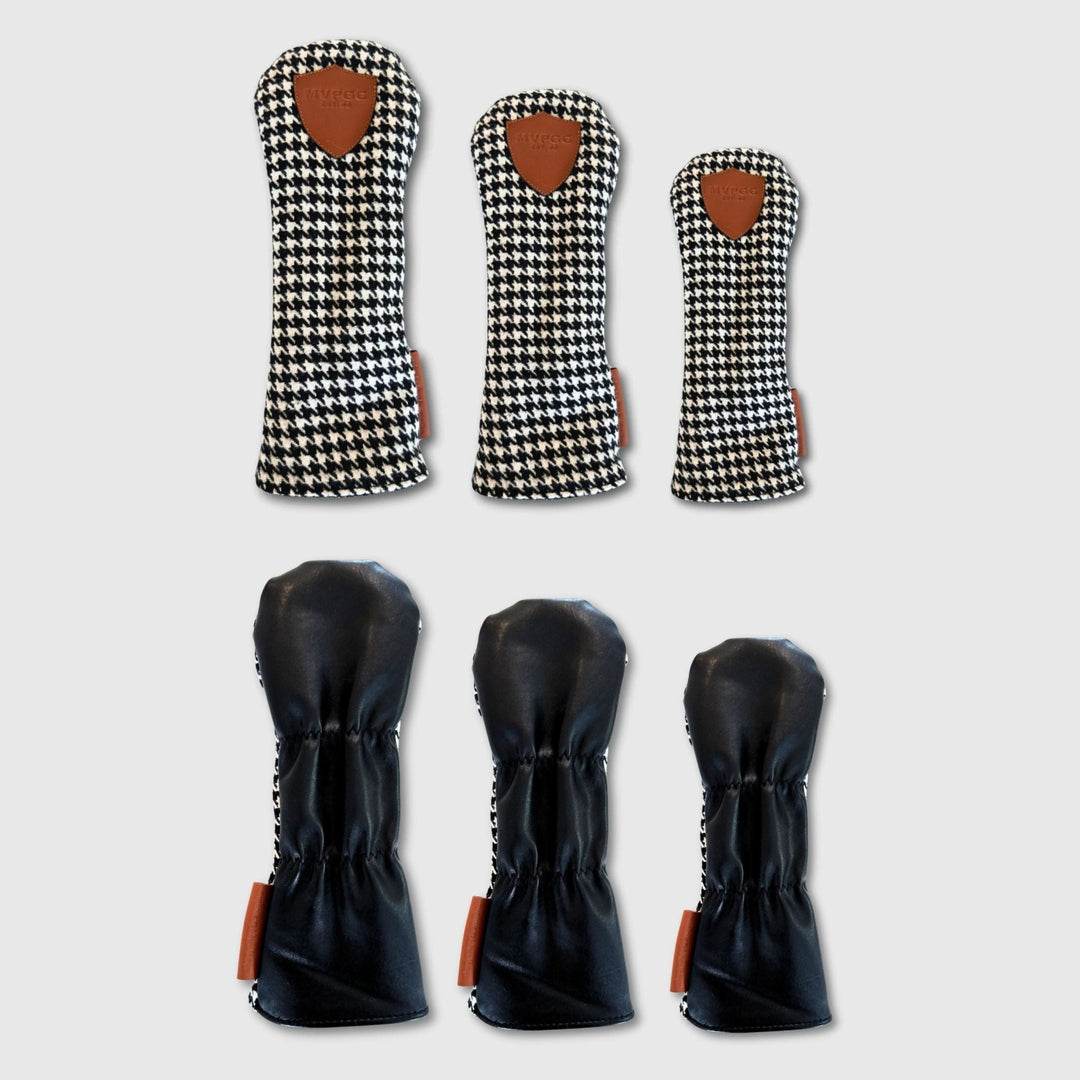 Houndstooth Golf Covers Set - Black - MODEST VINTAGE PLAYER LTD