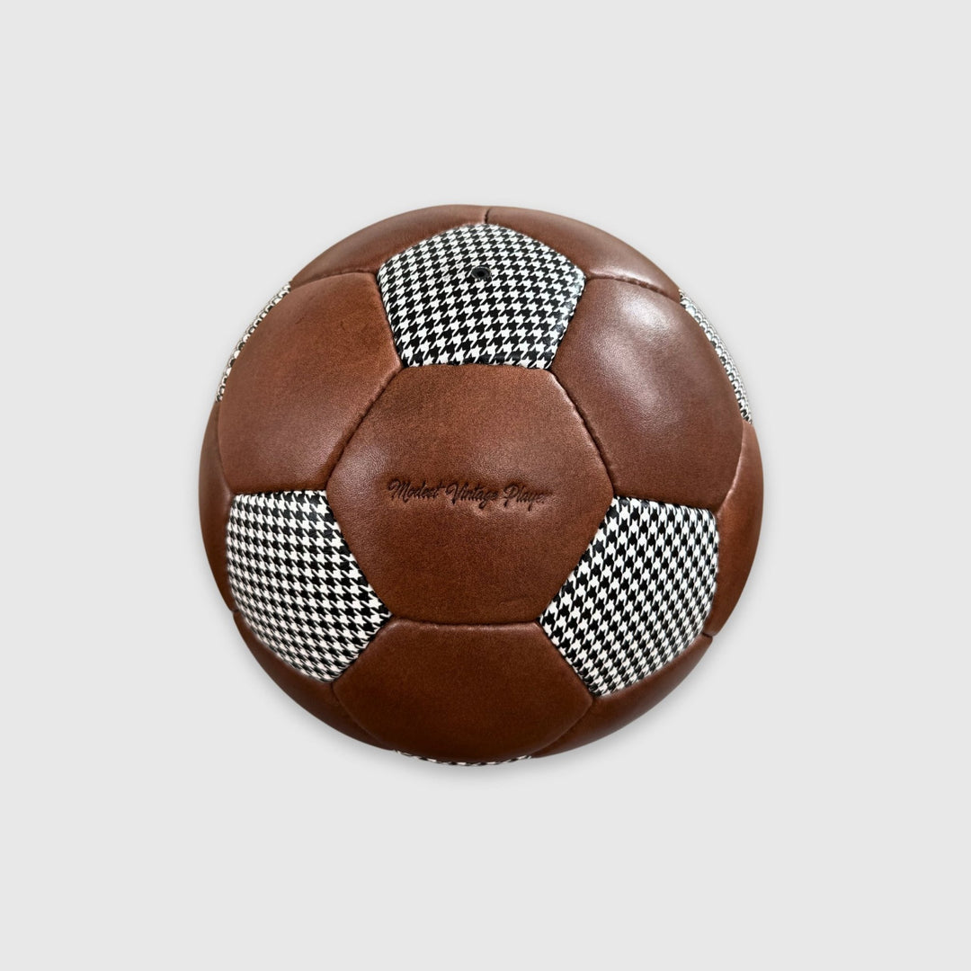 Houndstooth Leather 32P Soccer Ball - Brown - MODEST VINTAGE PLAYER LTD