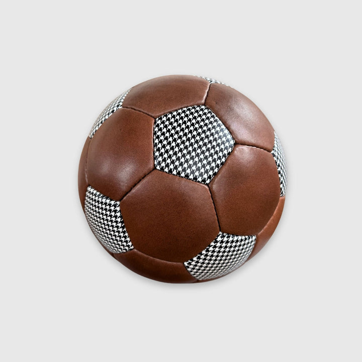 Houndstooth Leather 32P Soccer Ball - Brown - MODEST VINTAGE PLAYER LTD