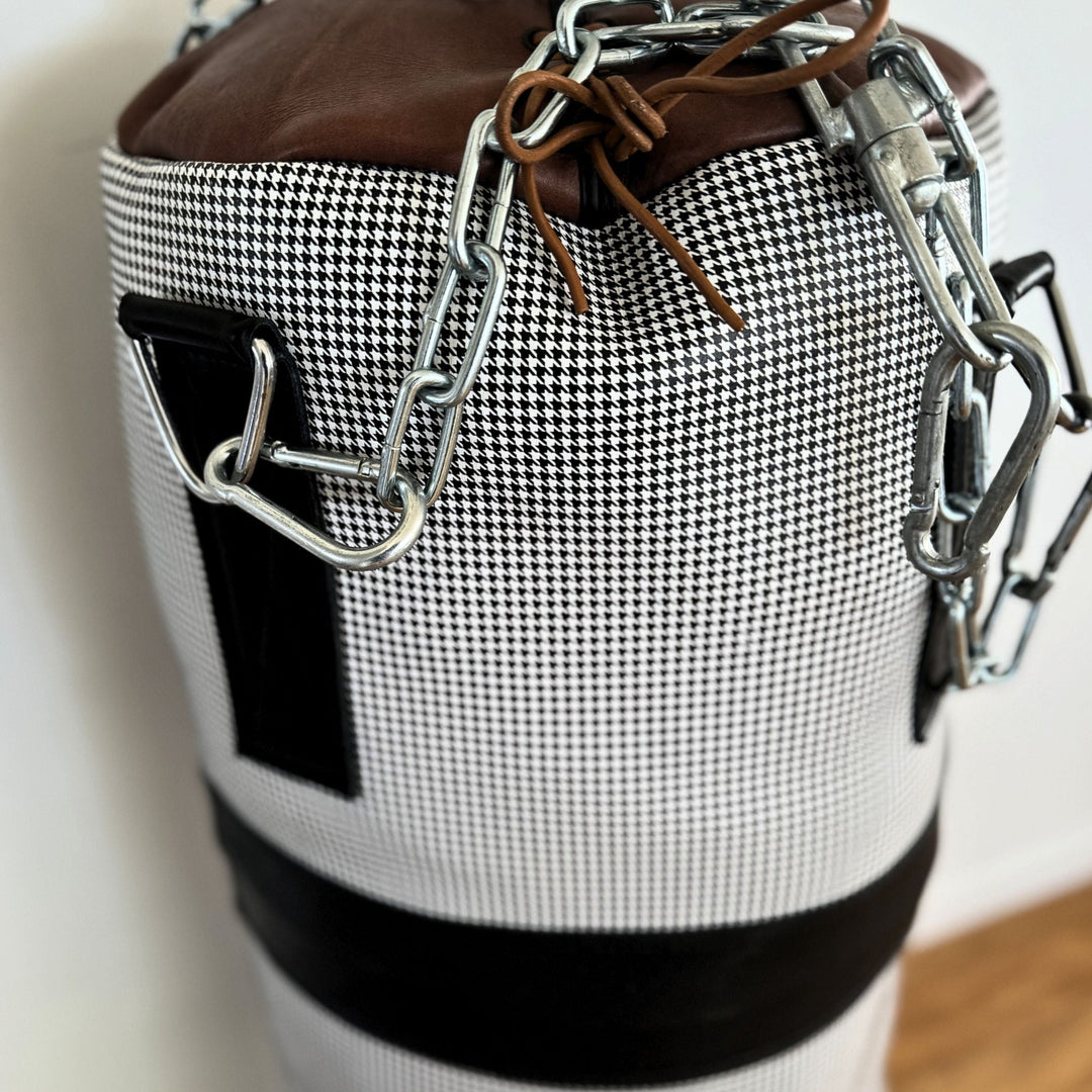 Houndstooth Leather Heavy Punching Bag (un - filled) - MODEST VINTAGE PLAYER LTD