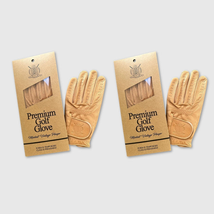 PRO Cabretta Leather Golf Gloves - Vintage Tan (2 Pack) - MODEST VINTAGE PLAYER LTD