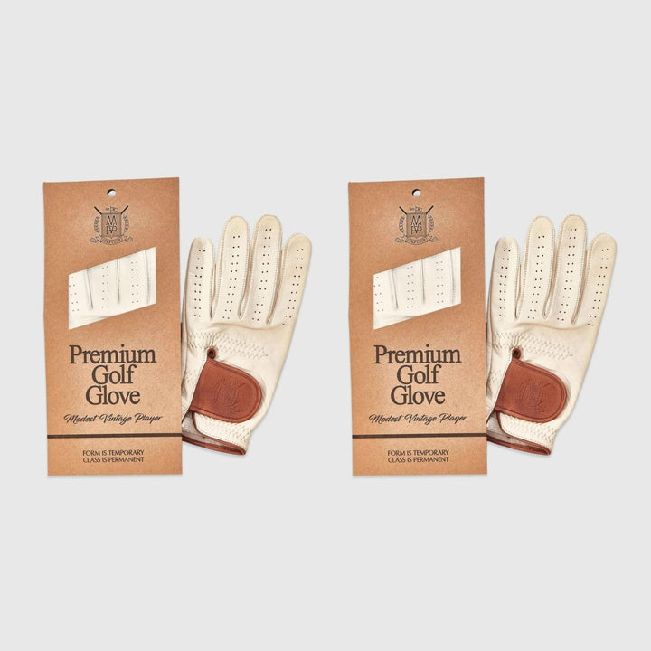 PRO Cream Cabretta Leather Golf Gloves (2 Pack) - MODEST VINTAGE PLAYER LTD