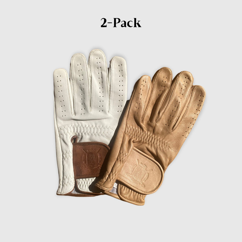 PRO Cream & Tan Cabretta Leather Golf Gloves (2 Pack) - MODEST VINTAGE PLAYER LTD