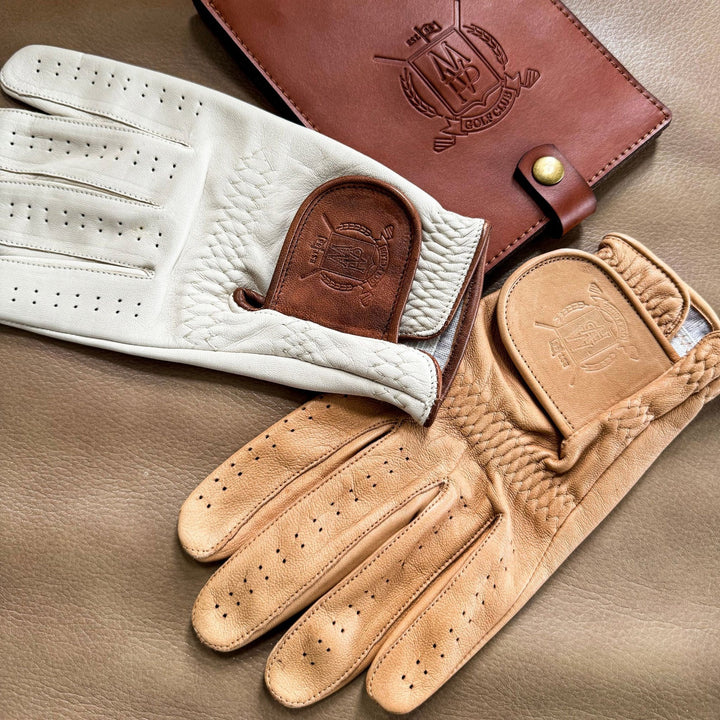 PRO Cream & Tan Cabretta Leather Golf Gloves (2 Pack) - MODEST VINTAGE PLAYER LTD