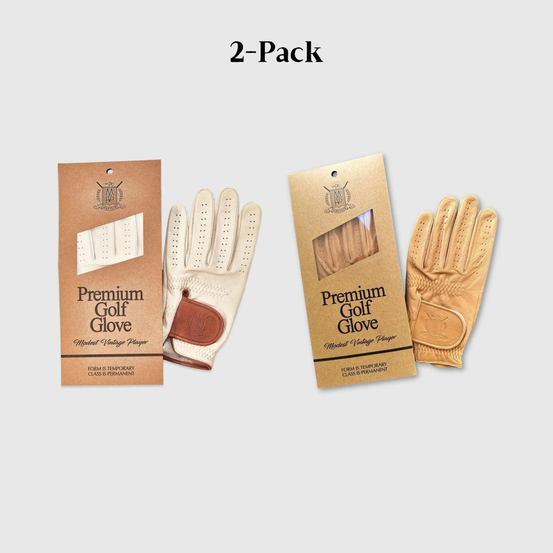 PRO Cream & Tan Cabretta Leather Golf Gloves (2 Pack) - MODEST VINTAGE PLAYER LTD