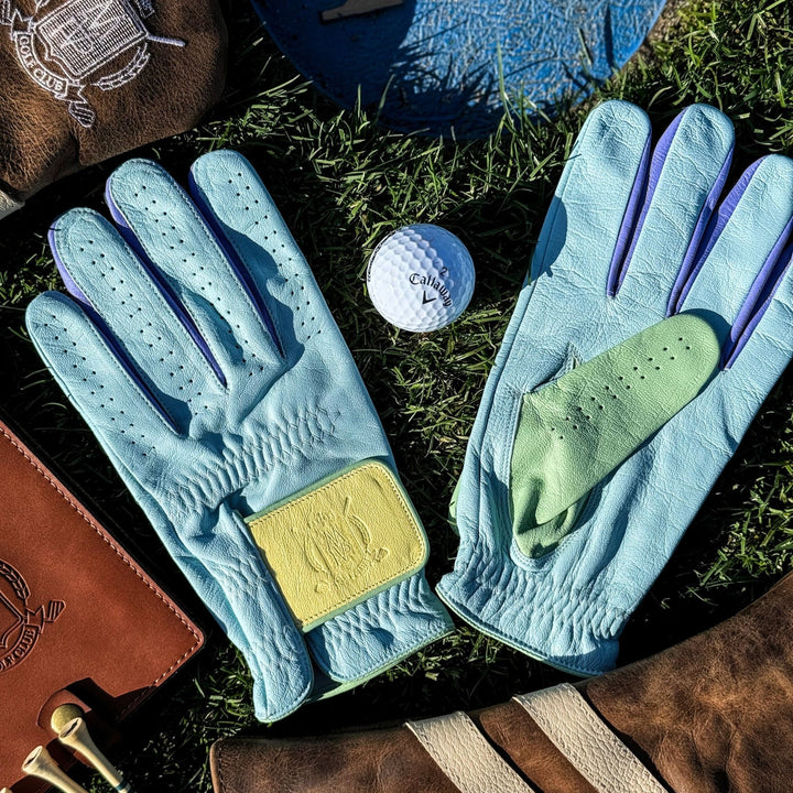 PRO Pastel Cabretta Leather Golf Gloves - Blue (2 Pack) - MODEST VINTAGE PLAYER LTD