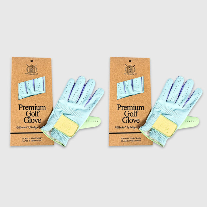 PRO Pastel Cabretta Leather Golf Gloves - Blue (2 Pack) - MODEST VINTAGE PLAYER LTD