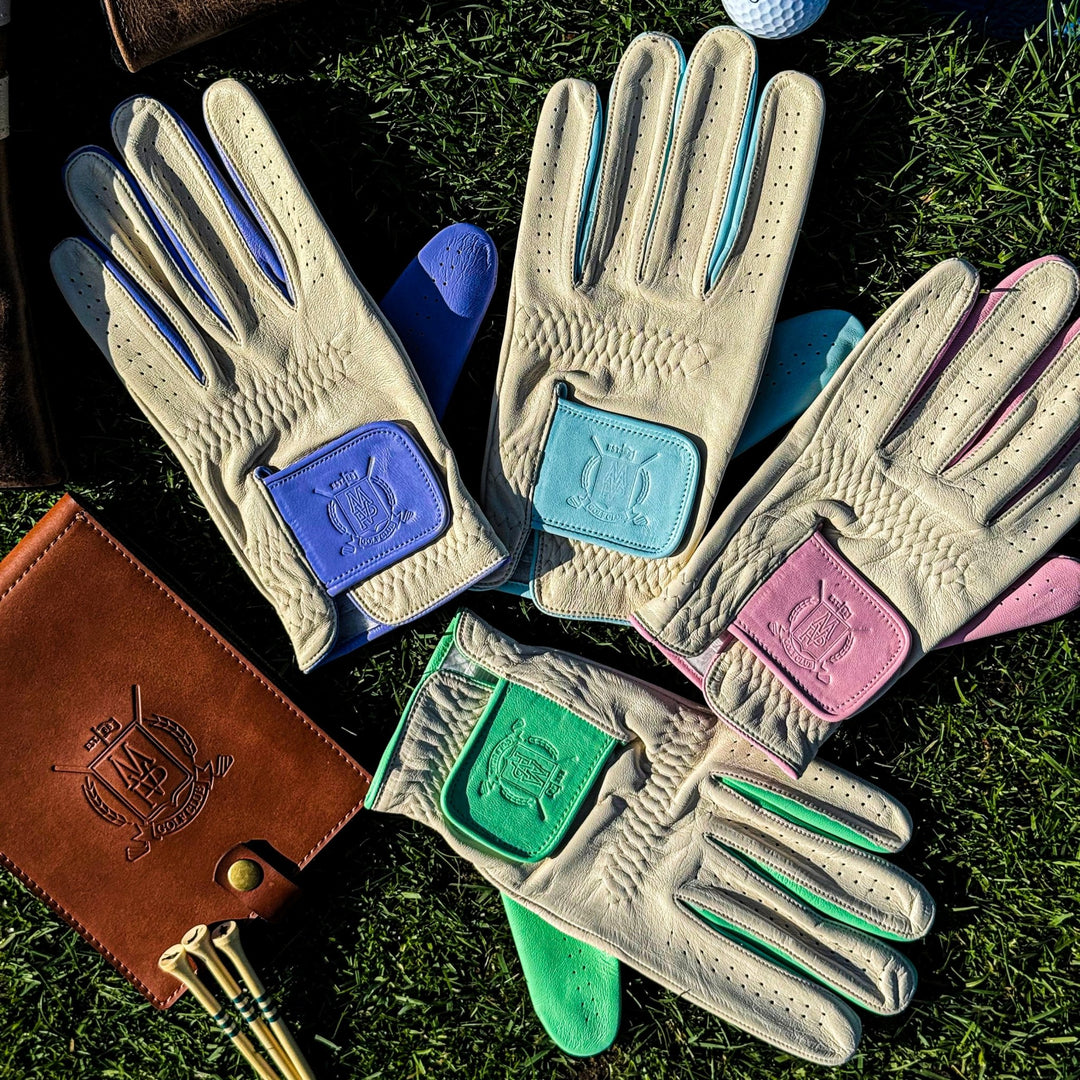 PRO Pastel Cabretta Leather Golf Gloves - Blue & Green (2 Pack) - MODEST VINTAGE PLAYER LTD