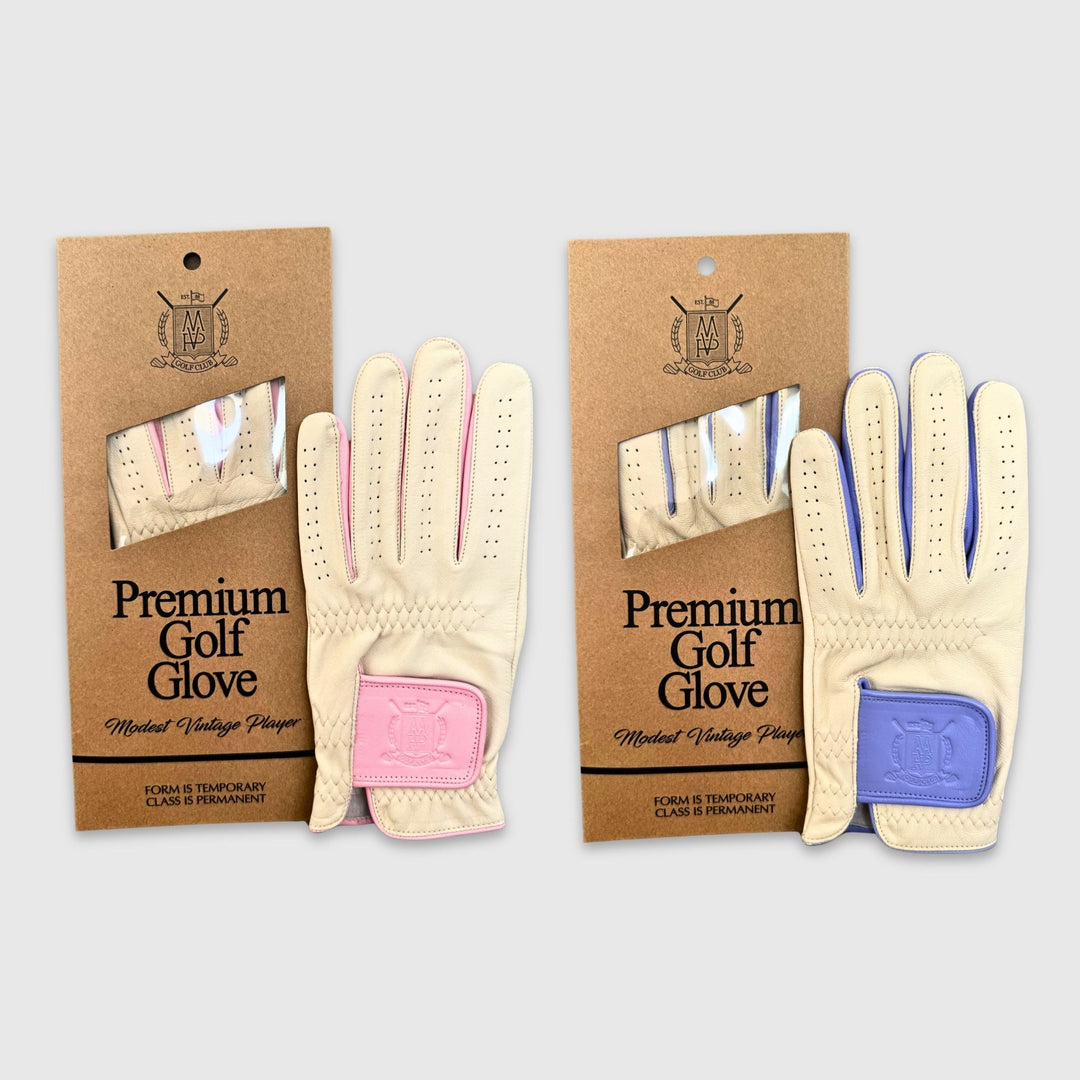 PRO Pastel Cabretta Leather Golf Gloves - Purple & Pink (2 Pack) - MODEST VINTAGE PLAYER LTD