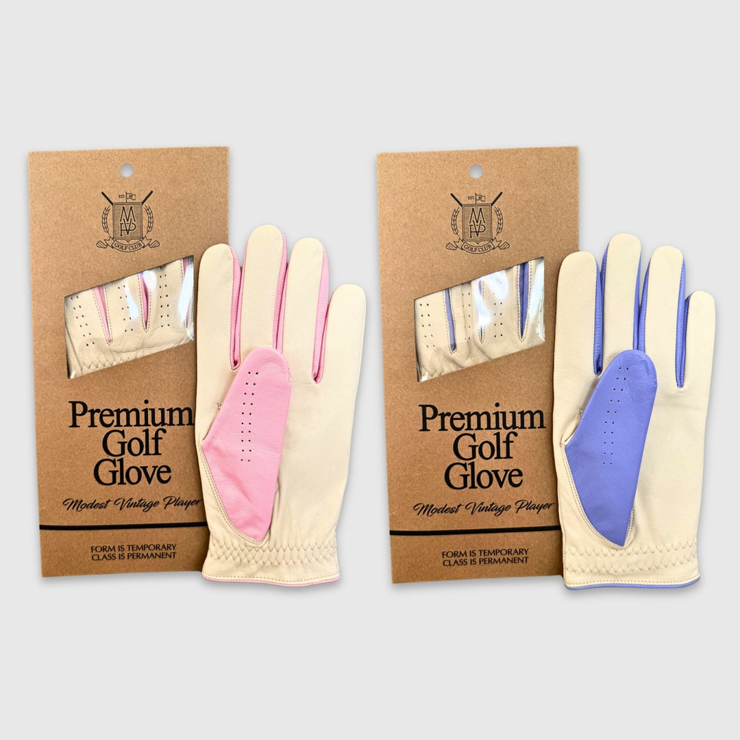 PRO Pastel Cabretta Leather Golf Gloves - Purple & Pink (2 Pack) - MODEST VINTAGE PLAYER LTD