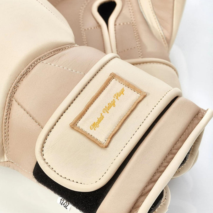 Elite Leather Boxing Gloves - Cream + Light Brown - MODEST VINTAGE PLAYER LTD