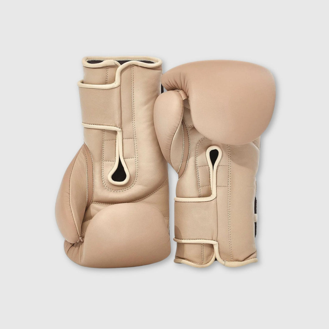 Elite Leather Boxing Gloves - Light Brown + Light Khaki - MODEST VINTAGE PLAYER LTD