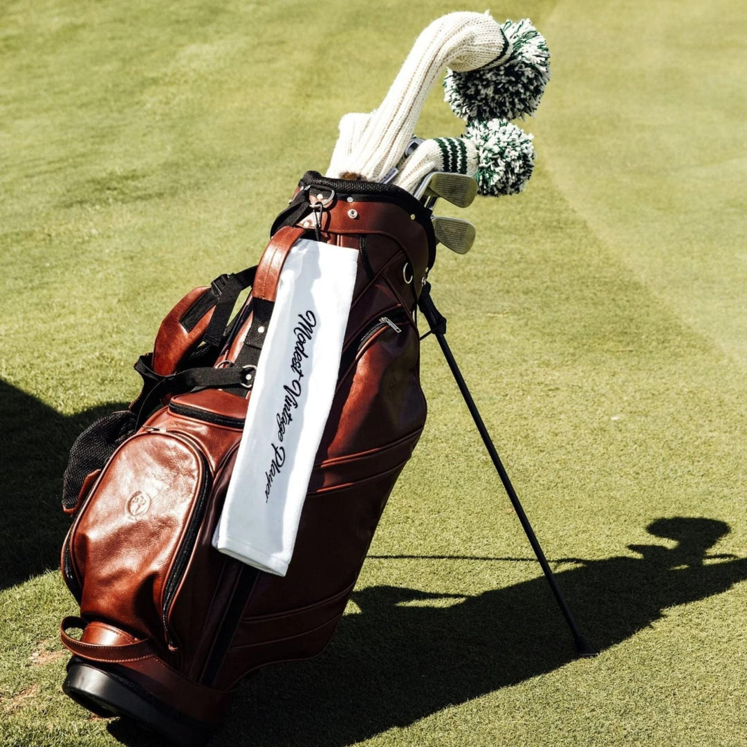 Heritage Brown Leather Golf Bag - Stand - MODEST VINTAGE PLAYER LTD