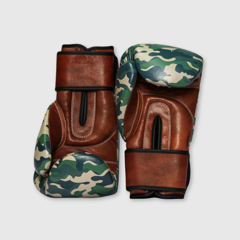 PRO Camo Leather Boxing Gloves (Strap Up) Limited Edition - MODEST VINTAGE PLAYER LTD