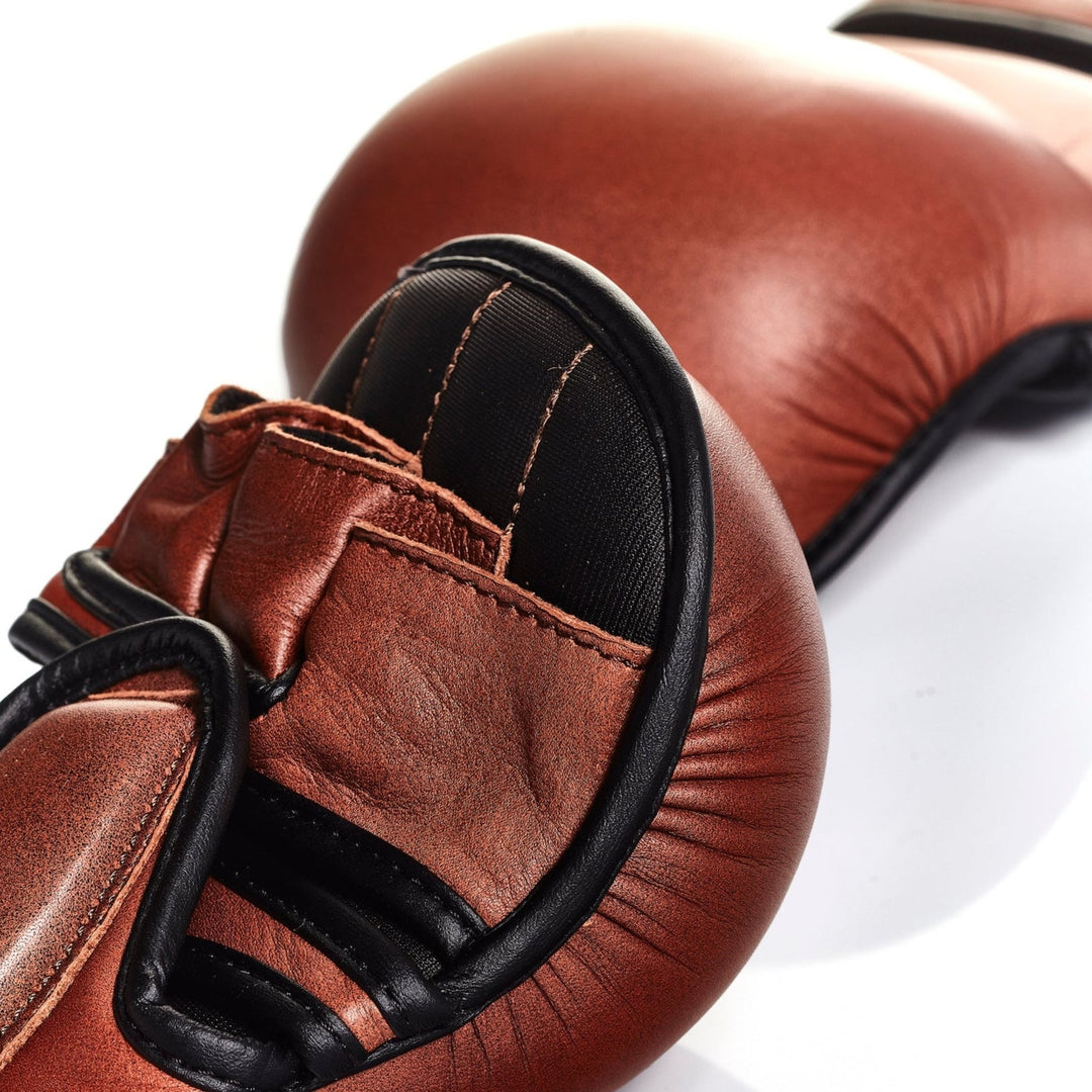 PRO Heritage Brown Leather Hybrid MMA Gloves - MODEST VINTAGE PLAYER LTD