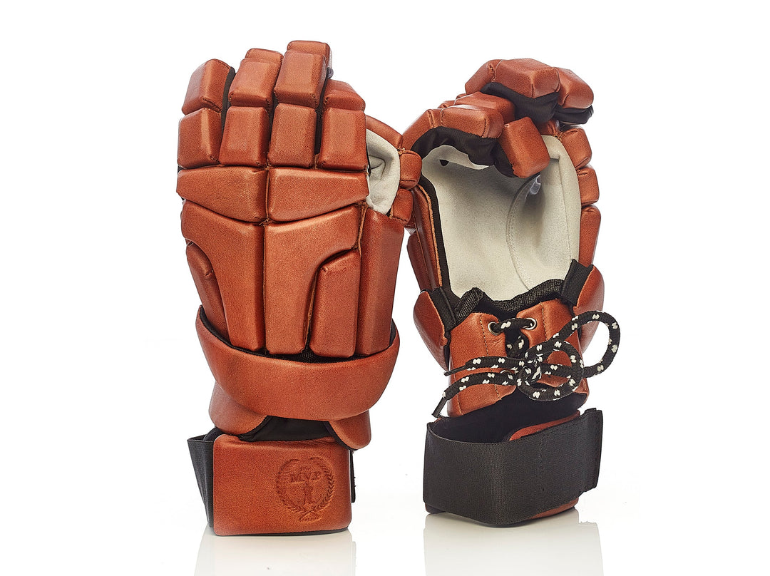 PRO Heritage Brown Leather Lacrosse Gloves - MODEST VINTAGE PLAYER LTD