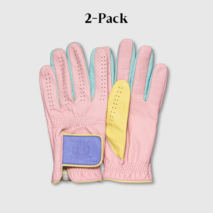 PRO Pastel Cabretta Leather Golf Gloves - Pink (2 Pack) - MODEST VINTAGE PLAYER LTD