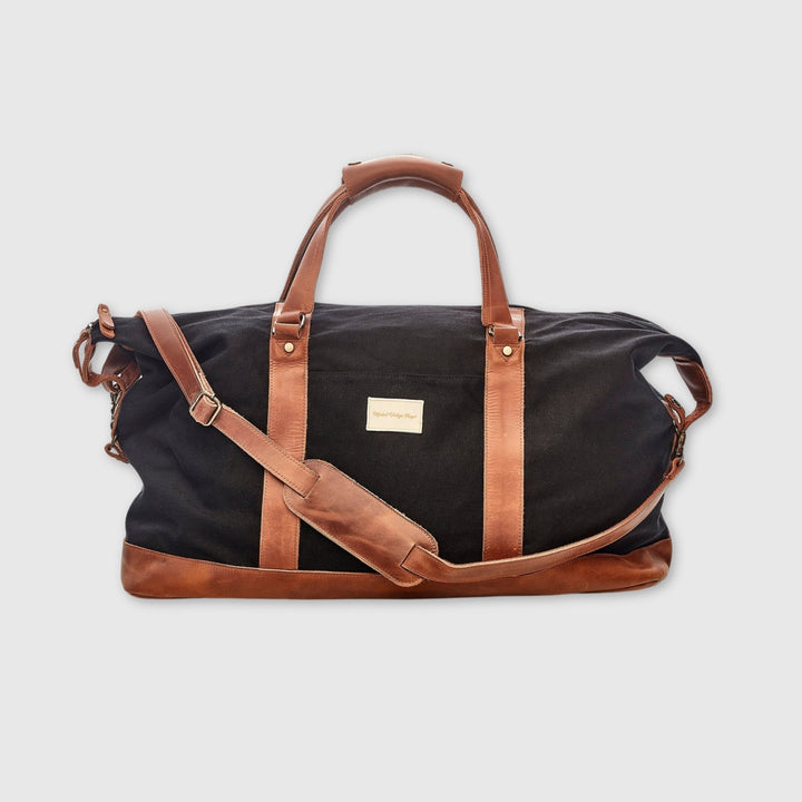 Waxed Canvas / Leather Weekender Bag - Black - MODEST VINTAGE PLAYER LTD