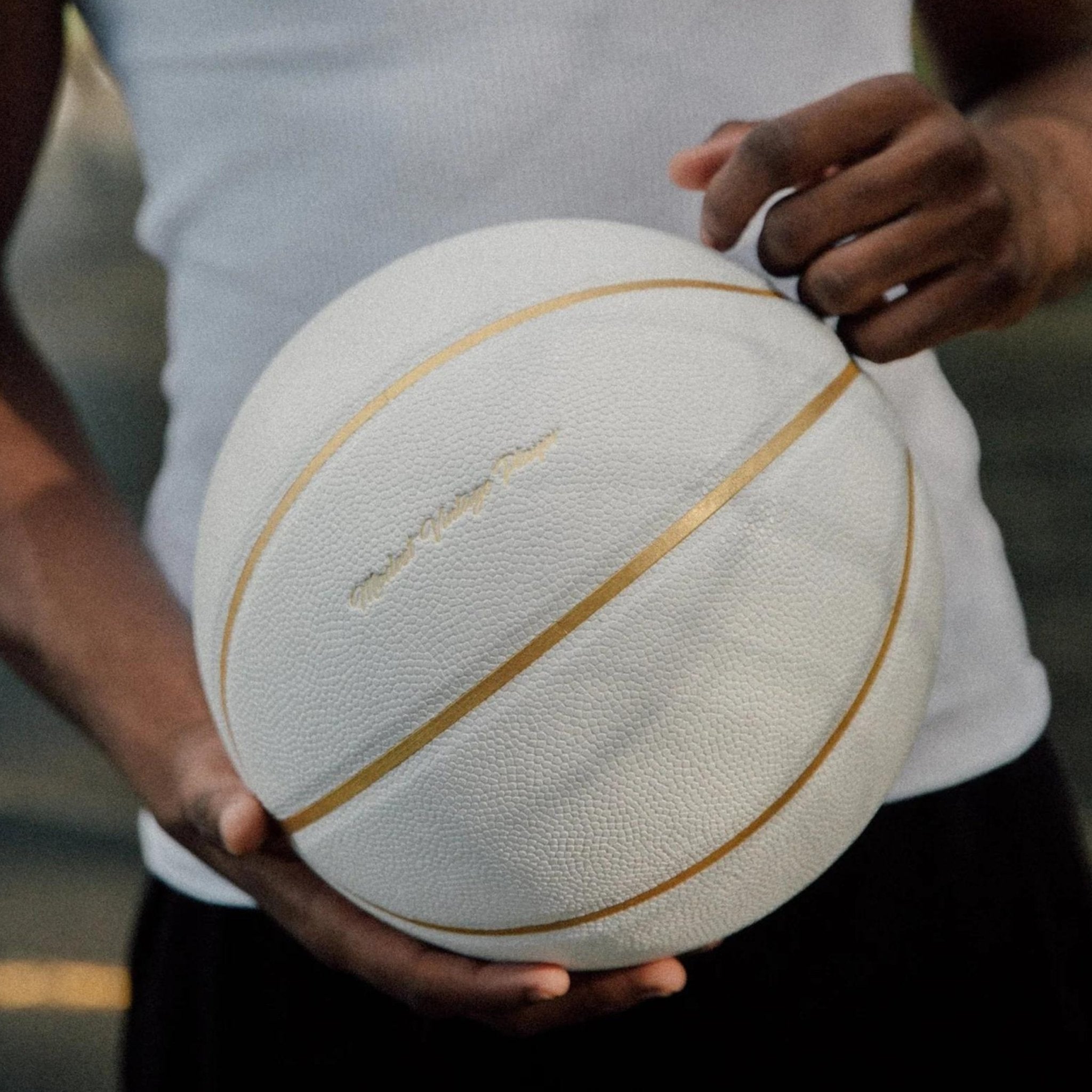 White / Gold Leather Basketball - MODEST VINTAGE PLAYER LTD